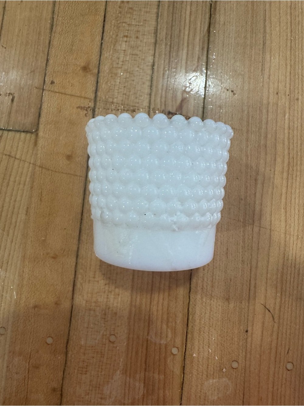 White Hobnail Glass Toothpick Holder